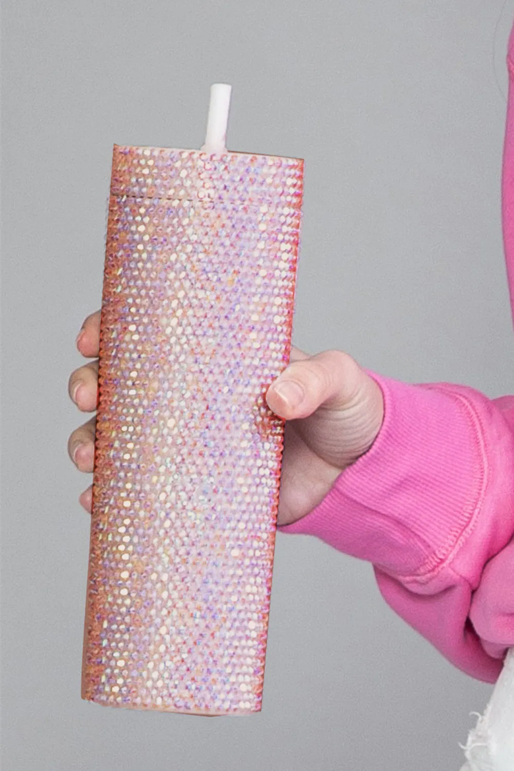 Silver 16oz Full Rhinestone Straw Tumbler