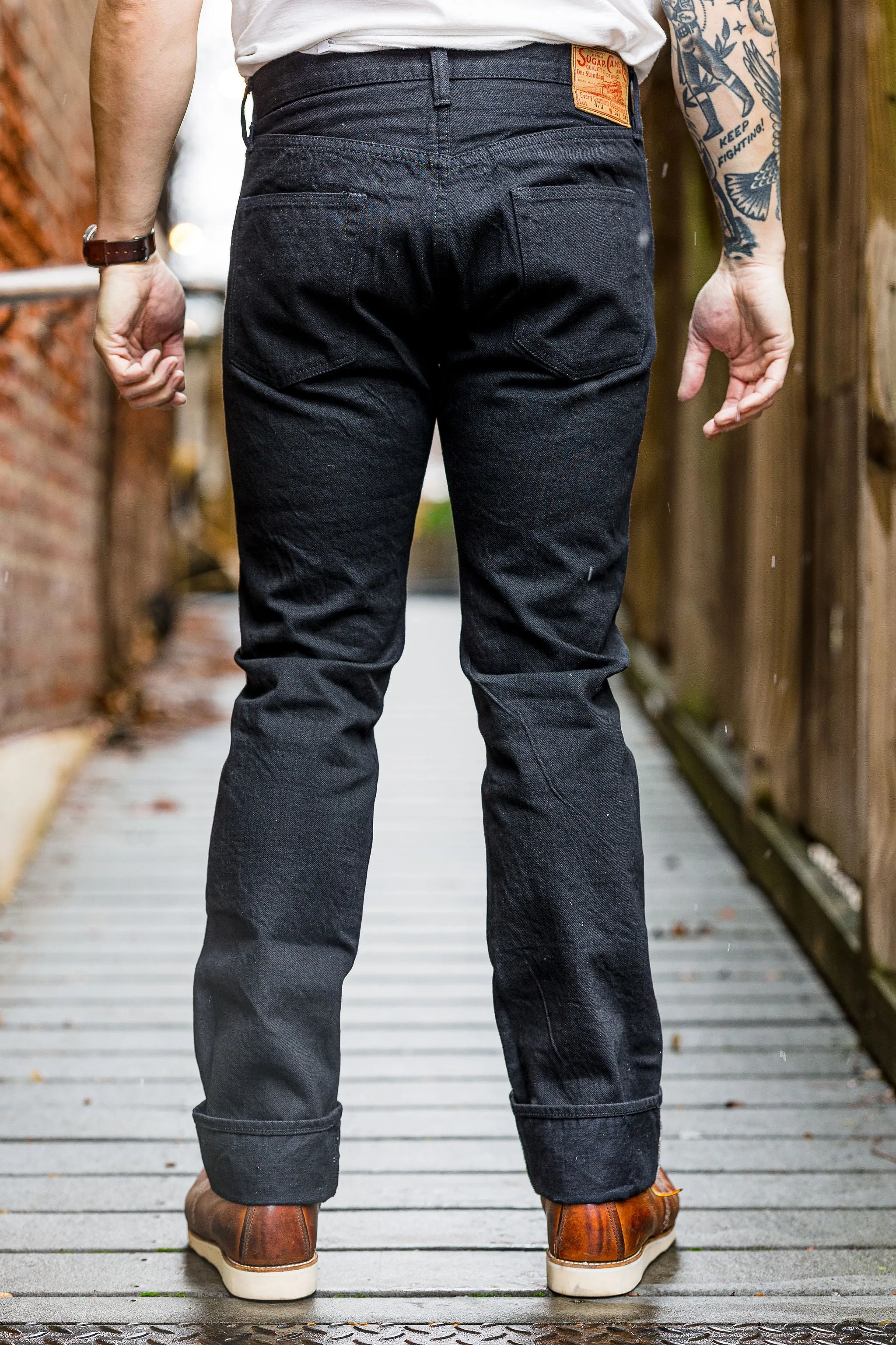 Sugar Cane Black Denim Type-III Slim Tapered - One Wash 13 oz. Japanese Selvedge Denim