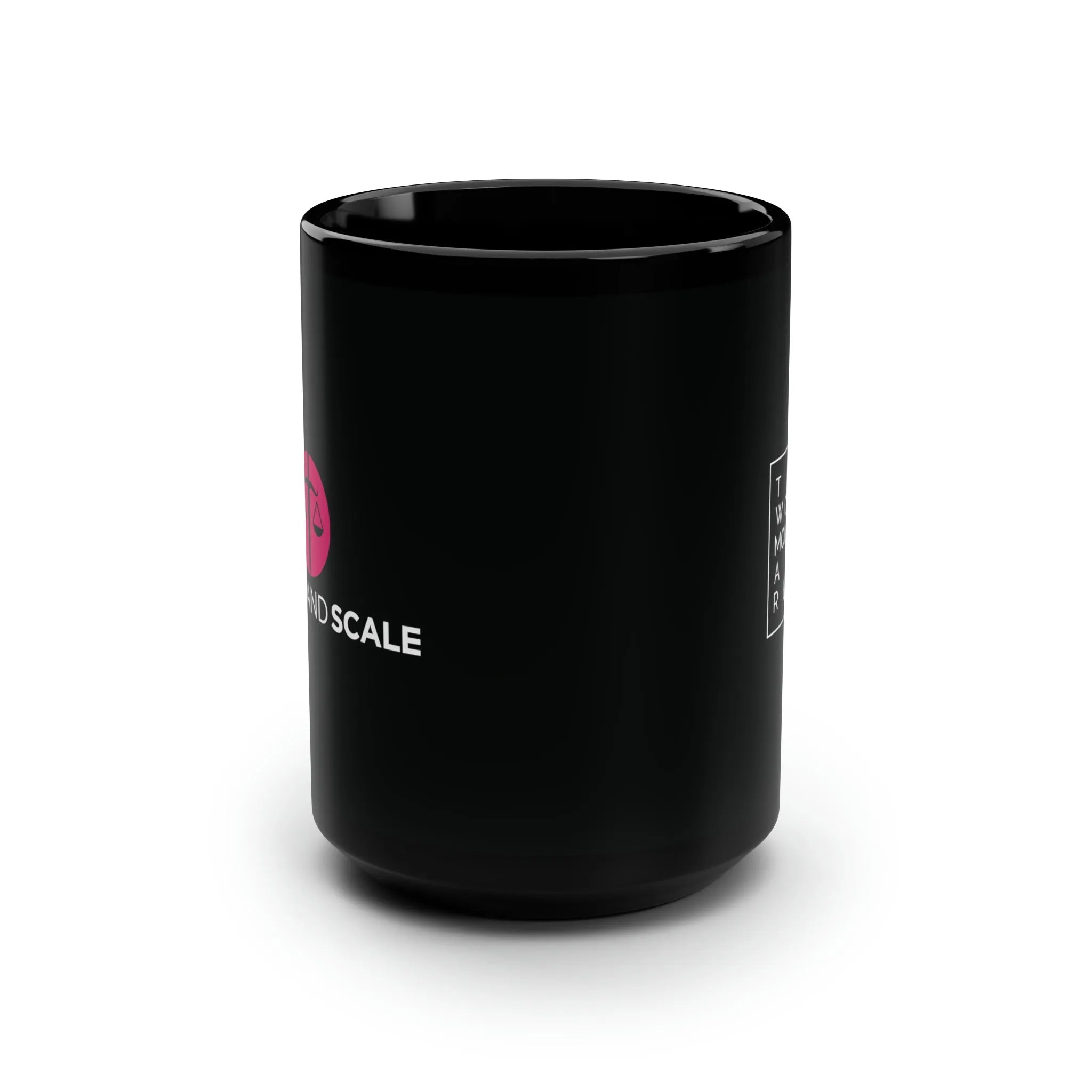 Sword and Scale Black Mug, 15oz