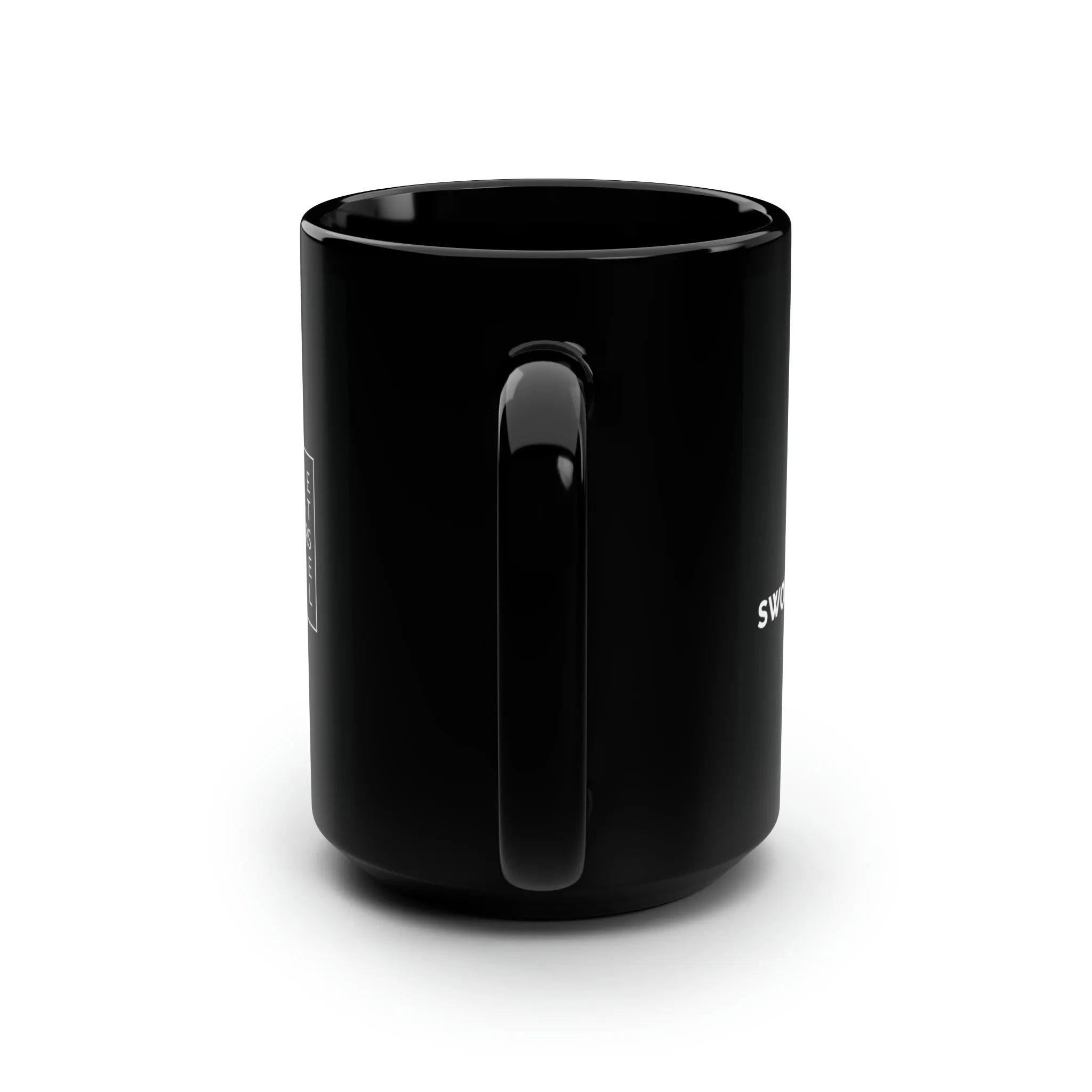 Sword and Scale Black Mug, 15oz