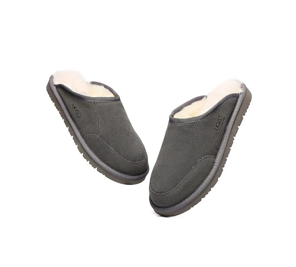 UGG Slippers Men Australian Genuine Sheepskin Wool Bred Scuffs