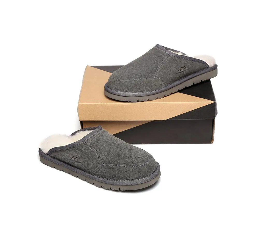 UGG Slippers Men Australian Genuine Sheepskin Wool Bred Scuffs