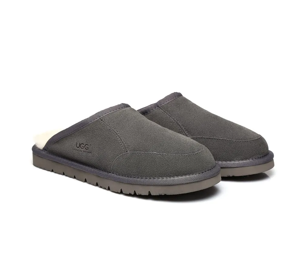 UGG Slippers Men Australian Genuine Sheepskin Wool Bred Scuffs