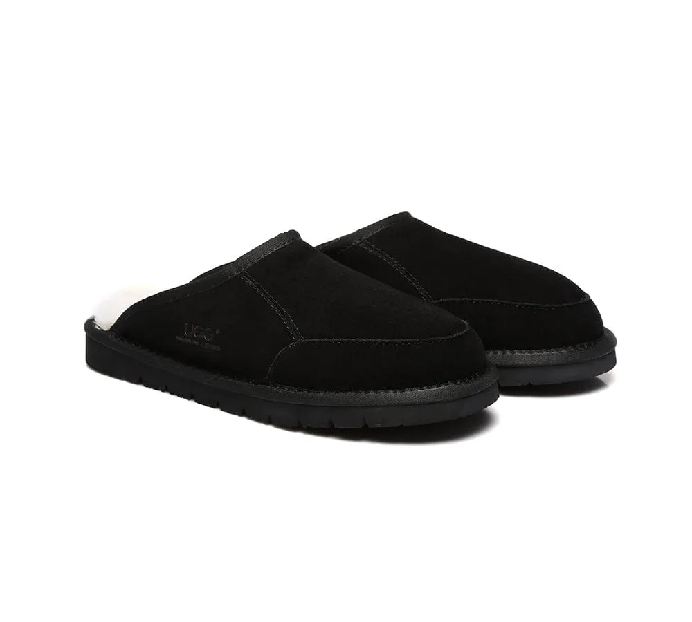 UGG Slippers Men Australian Genuine Sheepskin Wool Bred Scuffs