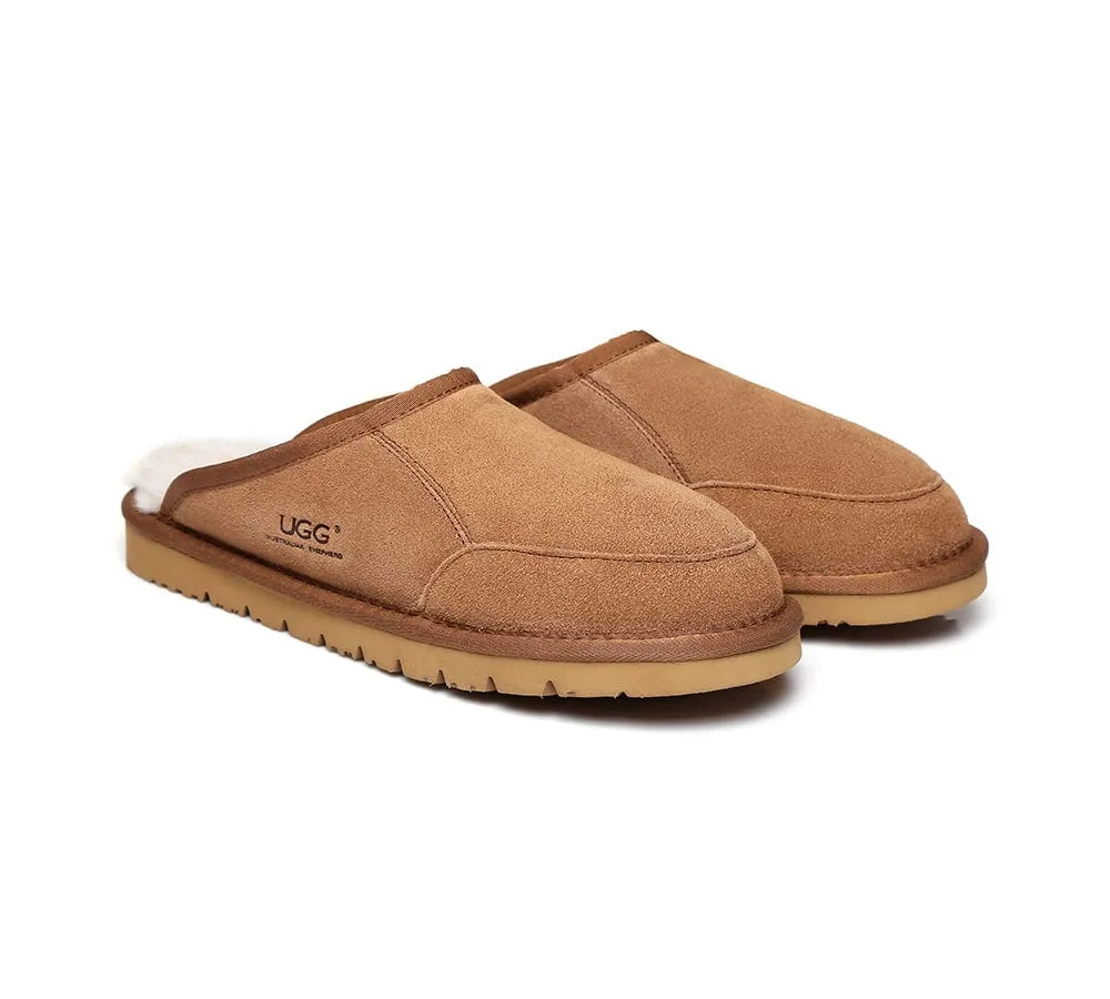 UGG Slippers Men Australian Genuine Sheepskin Wool Bred Scuffs