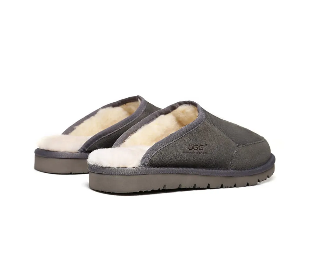UGG Slippers Men Australian Genuine Sheepskin Wool Bred Scuffs