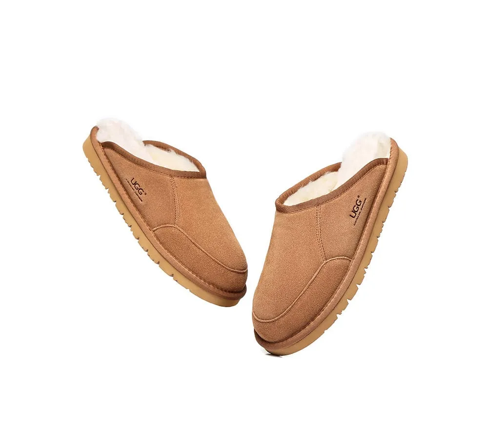 UGG Slippers Men Australian Genuine Sheepskin Wool Bred Scuffs