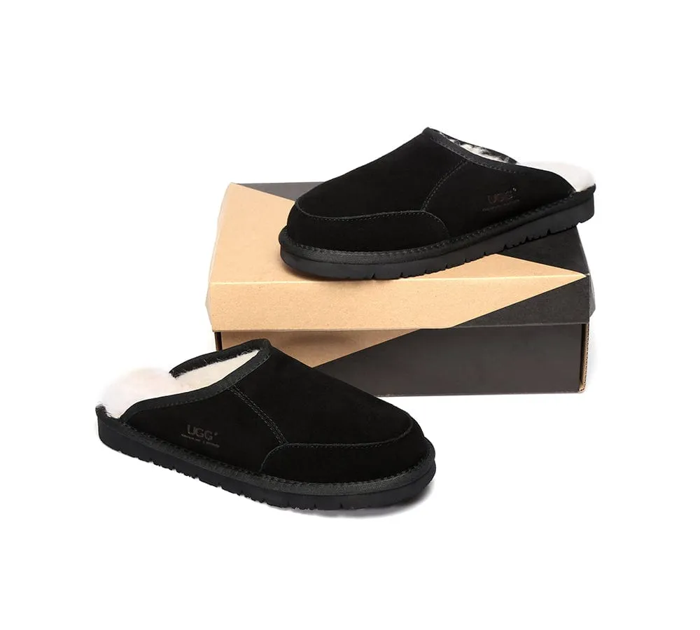 UGG Slippers Men Australian Genuine Sheepskin Wool Bred Scuffs