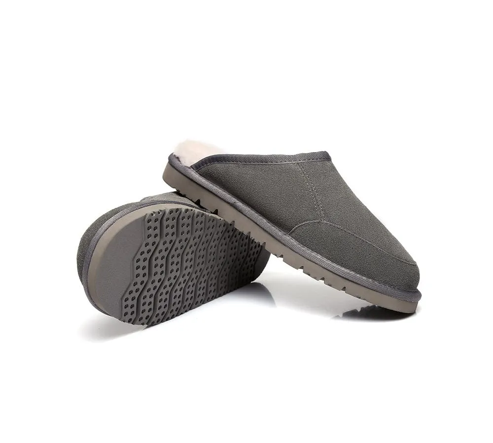UGG Slippers Men Australian Genuine Sheepskin Wool Bred Scuffs
