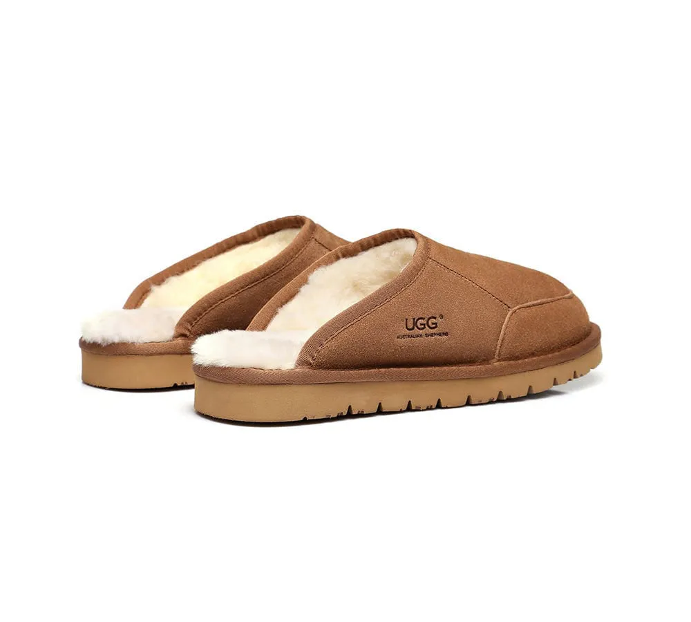UGG Slippers Men Australian Genuine Sheepskin Wool Bred Scuffs