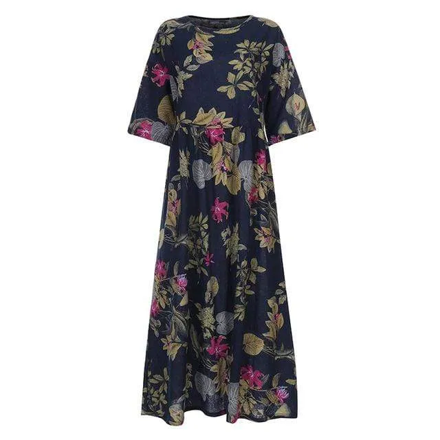 Vintage Floral Printed Dress