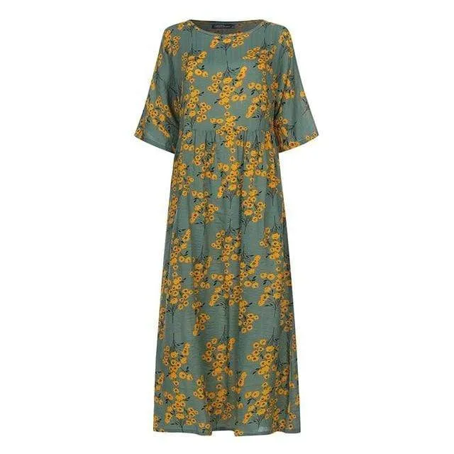 Vintage Floral Printed Dress
