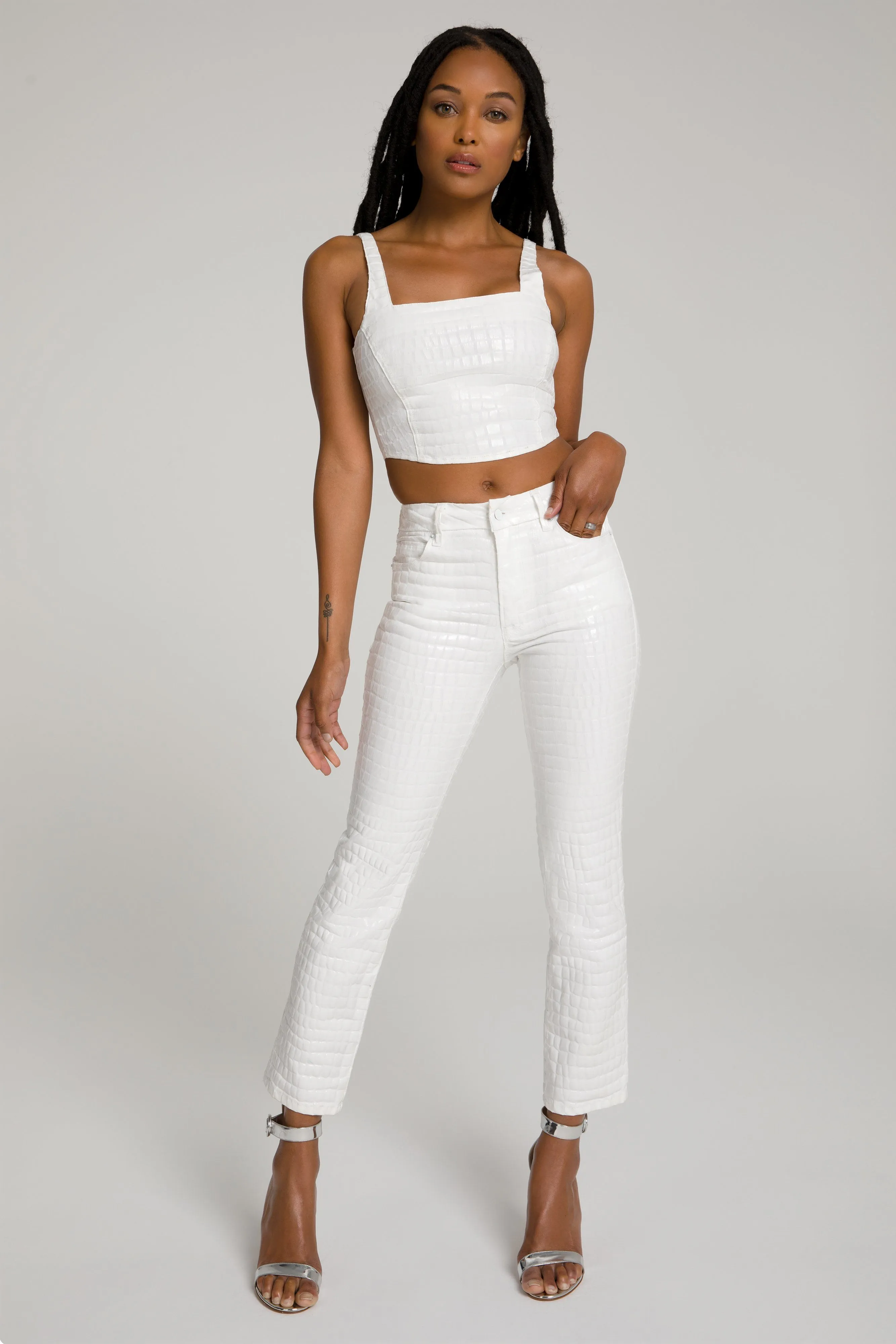 WHITE CROC CORSET TOP | WHITE001