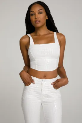 WHITE CROC CORSET TOP | WHITE001