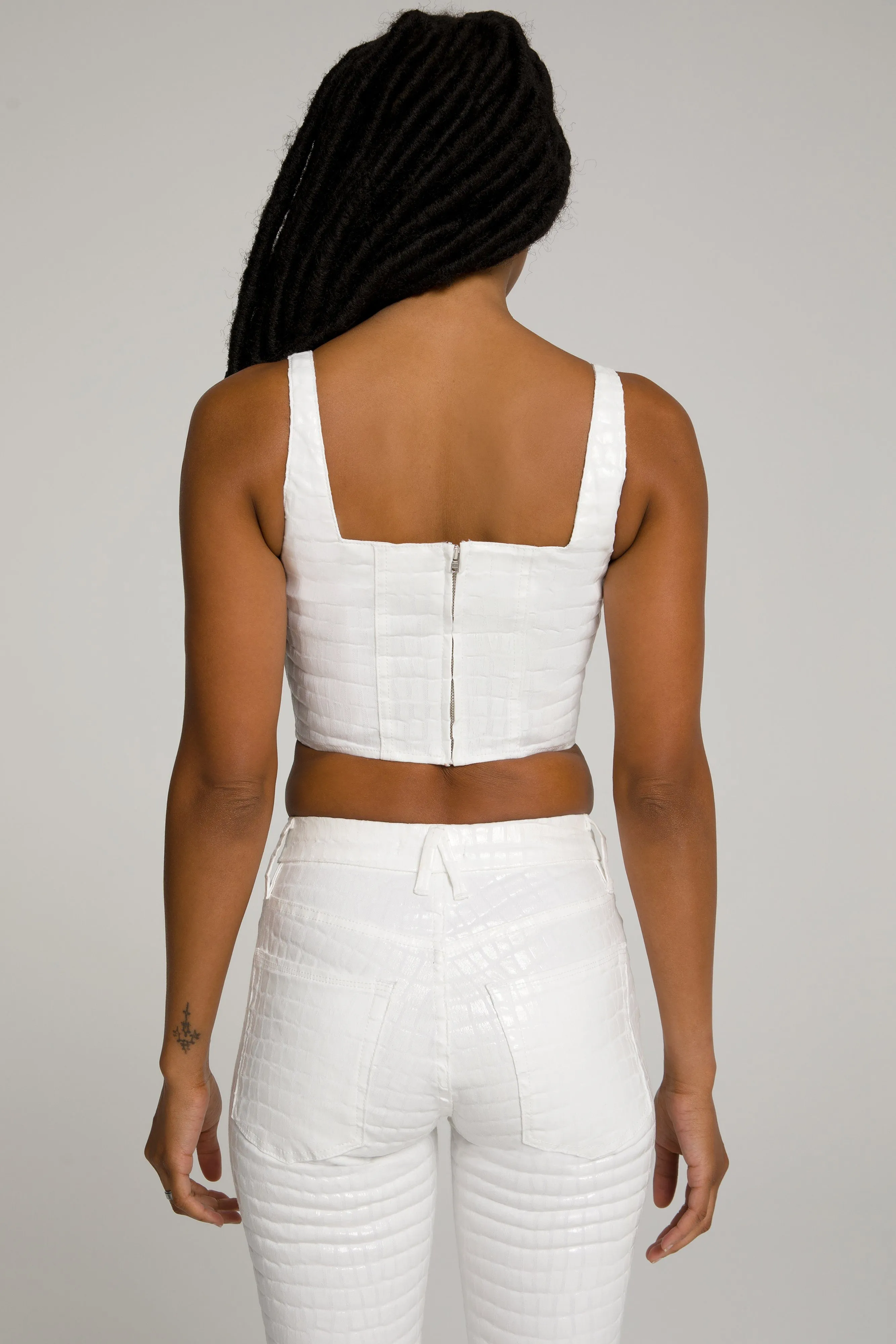 WHITE CROC CORSET TOP | WHITE001