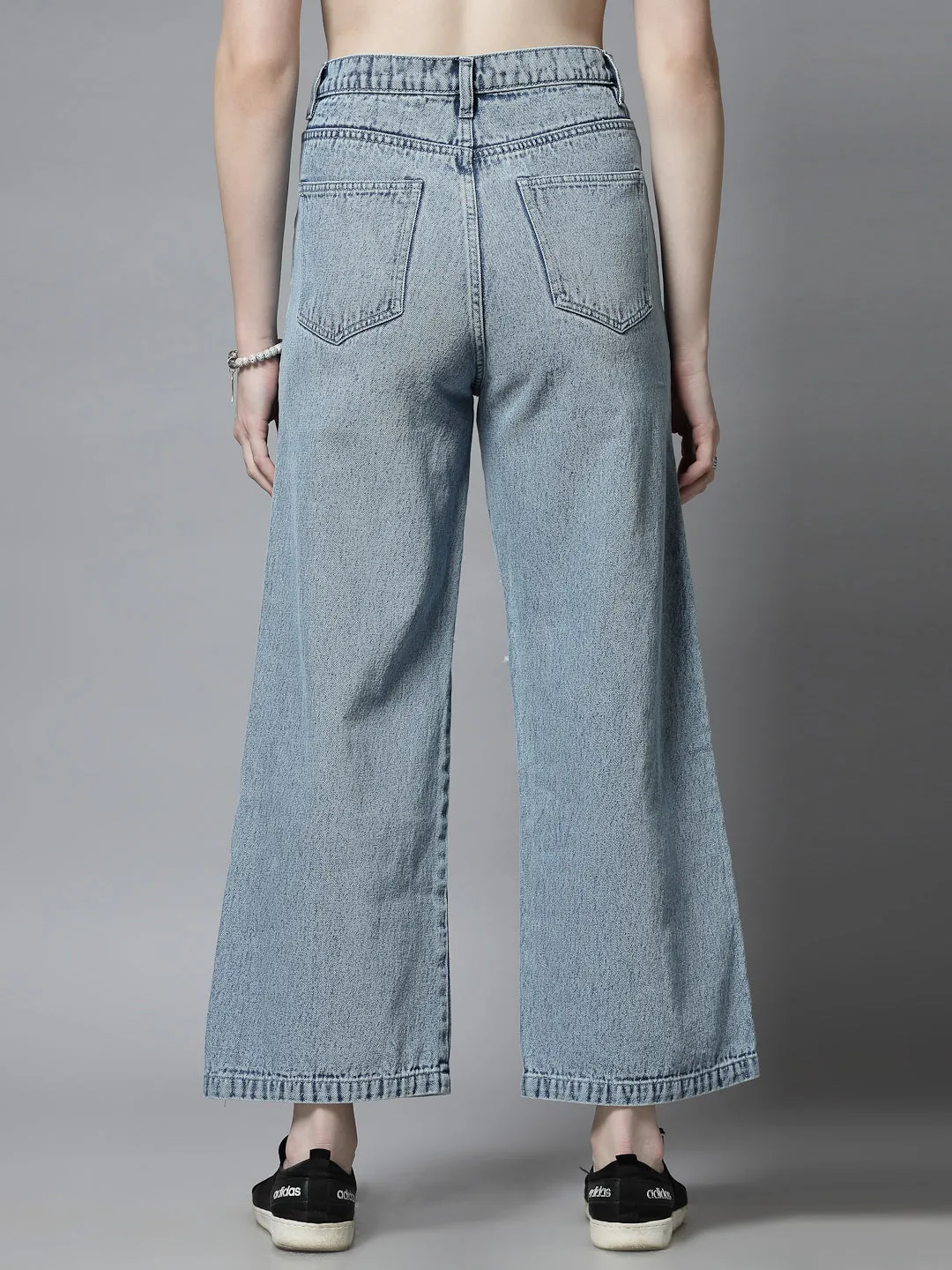 Women’s Distressed Denim Wide Leg Jeans