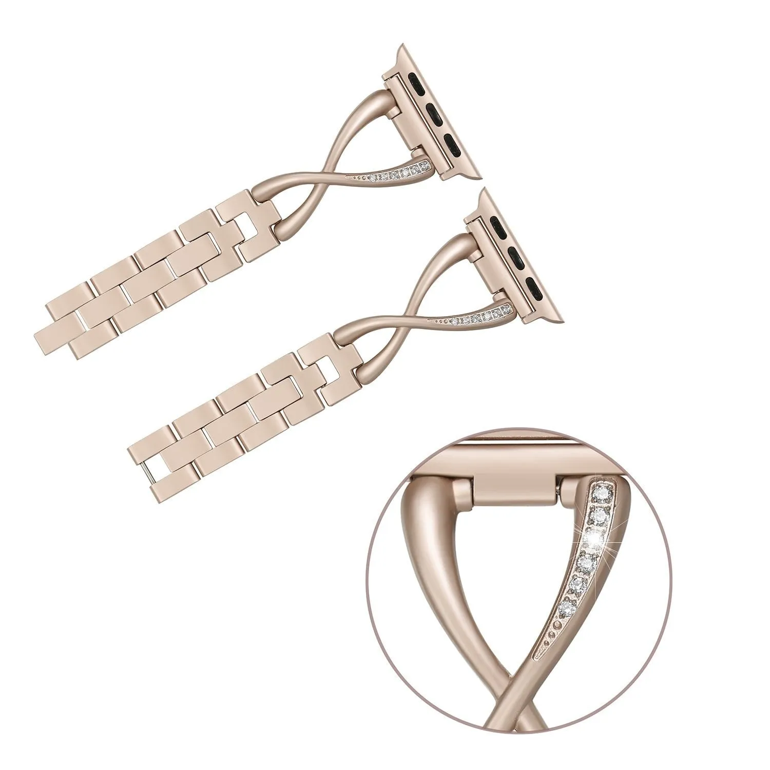 X-Link Apple Watch Stainless Steel Band with Extra Bling Rhinestone