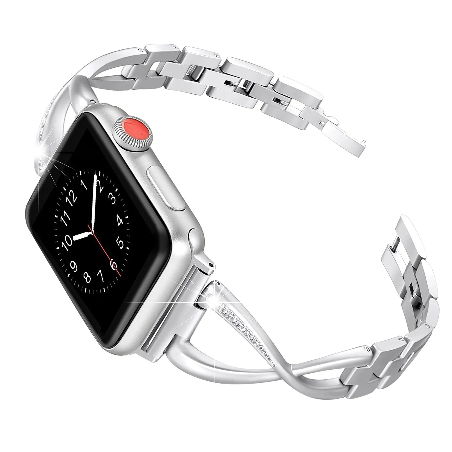 X-Link Apple Watch Stainless Steel Band with Extra Bling Rhinestone
